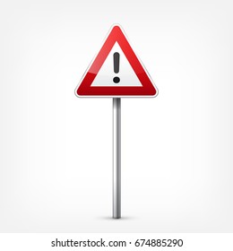 Road red signs collection isolated on white background. Road traffic control.Lane usage.Stop and yield. Regulatory signs. Curves and turns.