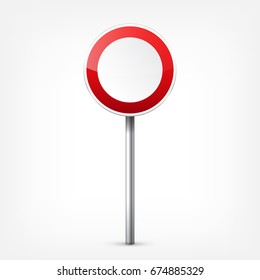 Road red signs collection isolated on white background. Road traffic control.Lane usage.Stop and yield. Regulatory signs. Curves and turns.