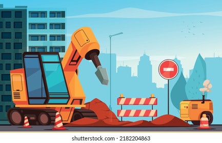 Road Repair Urban Background Modern Special Stock Vector (Royalty Free ...