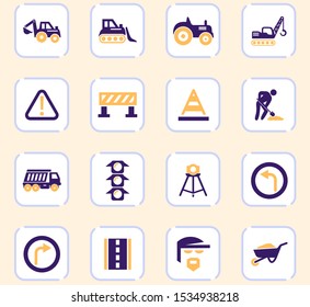Road repair vector icons for user interface design