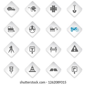 road repairs flat rhombus web icons for user interface design