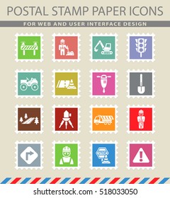 road repairs web icons on the postage stamps