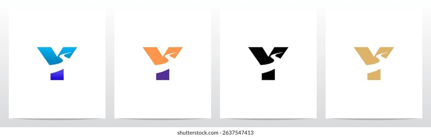 Road River Cutting Negative Space Letter Logo Design Y