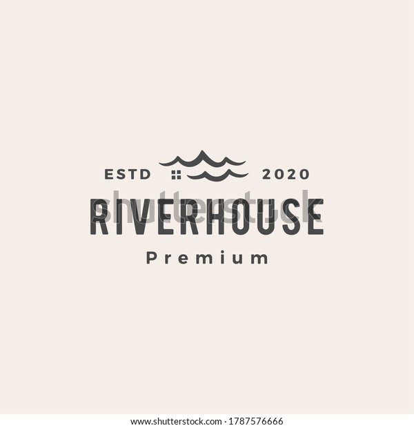 road river house hipster vintage logo vector\
icon illustration