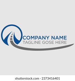 road river logo, road construction logo road maintenance creative sign concept. Paving design template vector icon idea with highway. Transportation and traffic theme, urving tarred road or highway 