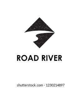 ROAD RIVER LOGO WITH RUSTIC EFFECT. Road / River / Creek logo design inspiration