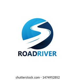 Road River Logo Template Design Vector, Emblem, Design Concept, Creative Symbol, Icon