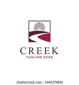Road / River Sun Creek Logo Design Inspiration