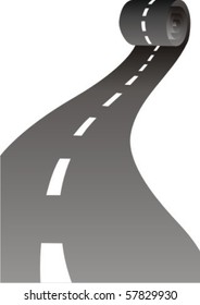 The road rolled-up and stretching