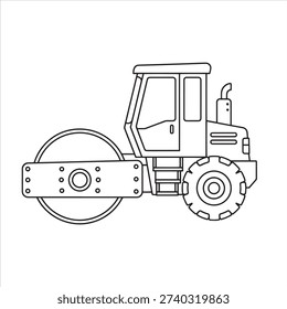 Road Roller Coloring Page - Construction Steamroller Outline Printable for Kids and Adults
