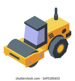 Road roller compactor icon. Isometric of road roller compactor vector icon for web design isolated on white background