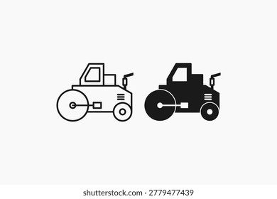 road roller compactor machine icon for infrastructure