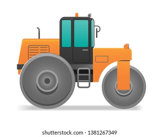 road roller construction car. flat vector illustration concept.