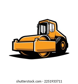 Road roller construction vector art isolated