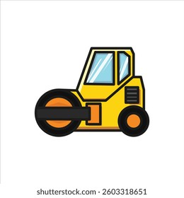 Road Roller Construction Vehicle Modern, Stylish and Editable Vector Illustration For Transportation and Vehicle Design