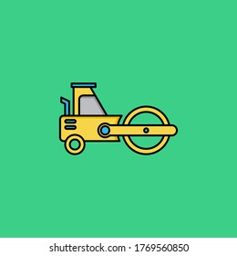 road roller filled outline Icon. construction and tool vector illustration on color background