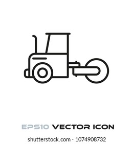 Road roller flat line icon vector