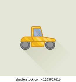 Road roller flat vector icon
