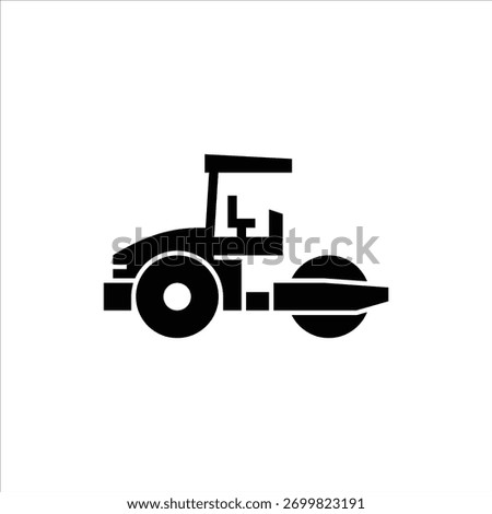 Road roller glyph icon. compactor solid illustration.