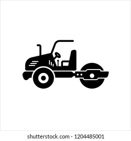 Road Roller Icon, Construction Vehicle Icon Vector Art Illustration