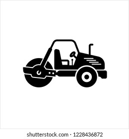 Road Roller Icon, Construction Vehicle Icon Vector Art Illustration