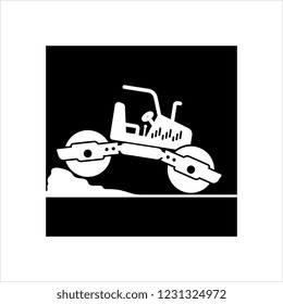 Road Roller Icon, Construction Vehicle Icon Vector Art Illustration