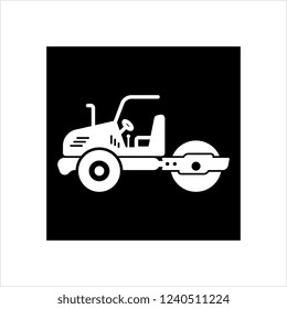 Road Roller Icon, Construction Vehicle Icon Vector Art Illustration