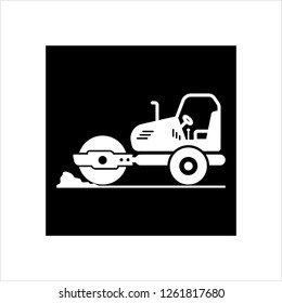 Road Roller Icon, Construction Vehicle Icon Vector Art Illustration