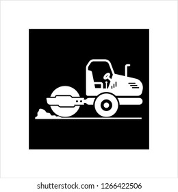 Road Roller Icon, Construction Vehicle Icon Vector Art Illustration