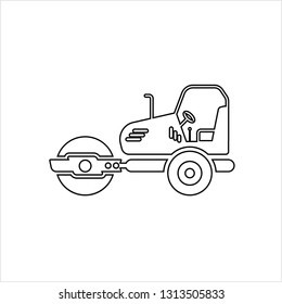 Road Roller Icon, Construction Vehicle Icon Vector Art Illustration