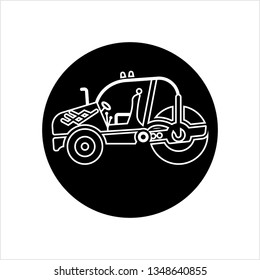 Road Roller Icon, Construction Vehicle Icon Vector Art Illustration