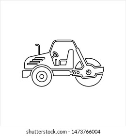Road Roller Icon, Construction Vehicle Icon Vector Art Illustration