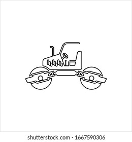 Road Roller Icon, Construction Vehicle Icon Vector Art Illustration