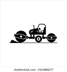 Straßenrollensymbol, Baufahrzeugsymbol Vektor Art Illustration