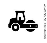 Road Roller Icon Containing roller, construction, and heavy equipment icon. Solid icon.