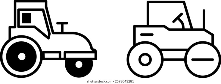 "Road Roller Icon Design Symbol Set for Construction and Roadwork"