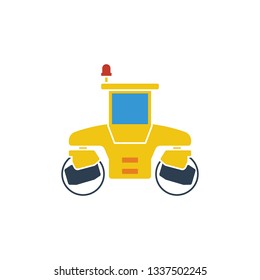 Road roller icon. Flat design. Vector illustration.