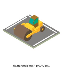 Road roller icon. Isometric illustration of road roller vector icon for web