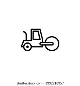 road roller icon with line or outline style. vehicle or transport icon stock