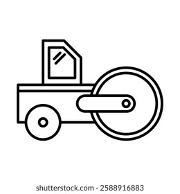 Road roller icon Outline vector symbol sign