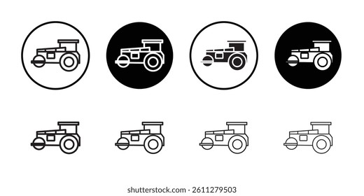 Road roller icon Thin line art collection