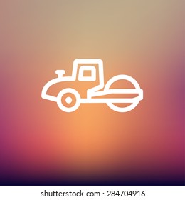 Road roller icon thin line for web and mobile, modern minimalistic flat design. Vector white icon on gradient mesh background.