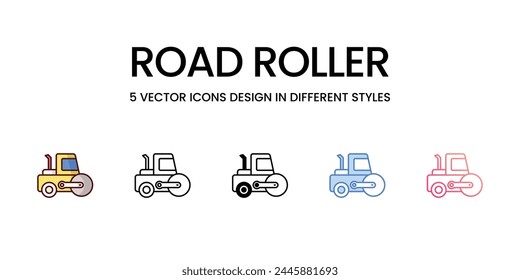 Iconos de rodillos de carretera establecidos en ilustración de stock de Vector de estilo diferente