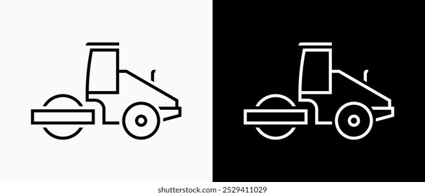 Road Roller Icons: vector illustration of road roller icons with black and white background