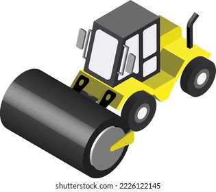 ilustración de rodillos de carretera en estilo isométrico 3D aislado en segundo plano