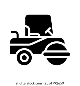 Road roller isolated glyph vector icon