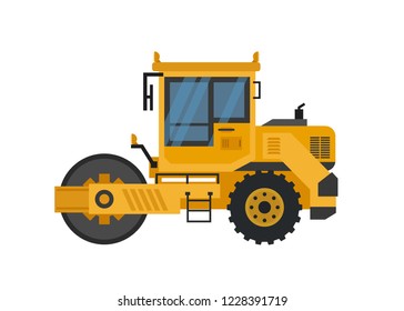 Road roller isolated on white background