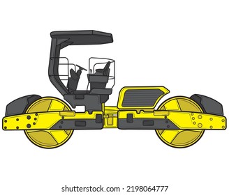 Road roller isolated on white background. Transport for road repair.Vector illustration.