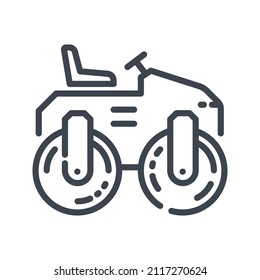 Road roller line icon  isolated on white transparent background. Construction symbol.