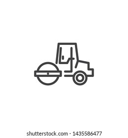 Road roller line icon. linear style sign for mobile concept and web design. Asphalt Paver outline vector icon. Symbol, logo illustration. Vector graphics
